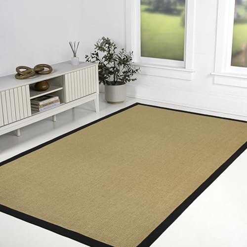 JONATHAN Y Border Jute Indoor Area Rug Natural/Black 3X5 ft, Camden Farmhouse Cottage for Living Room, Bedroom, Kitchen, Office, Easy-Cleaning, High Traffic, Pet-Friendly, Non-Shedding KTN100F-3 - color: Natural/Black, size: 3' x 5' (Rectangular)