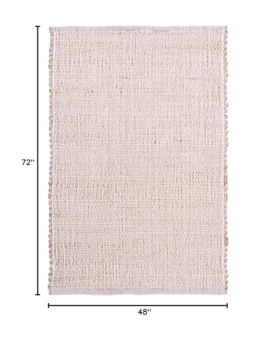 Super Area Rugs 4x6 Cotton Jute Rug for Boho Living Rooms - Farmhouse Style Bedroom Rug - Soft Natural Fiber Rug for Home Office Use - color: Neutral, size: 4' x 6'
