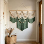 RUIZHIXUAN Large Macrame Wall Hanging Macrame Tie-dye Wall Hangings Tapestry Cotton Textile Boho Wall Decor Art Bedroom headboard Handwoven 59" Wx43” L (Tie-dye green) - color: Tie-dye green
