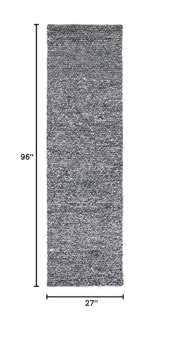 SAFAVIEH Natura Collection Runner Rug - 2'3" x 8', Dark Grey, Handmade Wool Blend, Textured Design, Ideal for Hallway, Bedroom, Foyer (NAT620H) - color: Dark Grey, size: 2'3" x 8' (Runner)