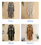 Dream Catcher Tapestry Boho Macrame Cotton Woven Handmade Bohemian Art with Tassel Craft Ornament for Bedroom Living Room Apartment Nursery 12x32 Inch - color: Brown