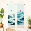 seewan 2 Pack Long Vertical Wall Tapestry, Boho Nature Landscape & Floral Aesthetic Wall Hanging for Bedroom Living Room Home Decor, Long Narrow Art Tapestry with Sunrise Mountain Botanical Designs, 13" × 51" (Blue Ridge Sunrise, 13"Wx51"H, Unframed) - co