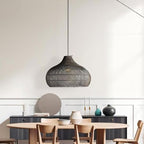Natural Rattan Pendant Light for Kitchen Island, Ceiling Light Wicker Lampshade Lantern 14.1" Bamboo Lamp Hanging Light Ceiling Lighting Fixture Suitable for E26/27 Lamp Holder - color: Dark