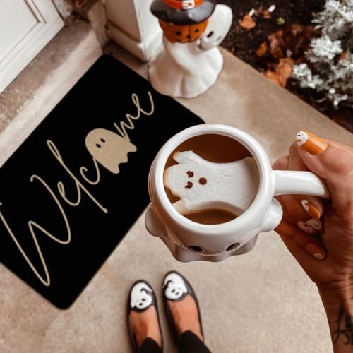 Halloween Door Mat,Cute Spooky Ghost Outdoor Mats for Front Door,Fall Halloween Indoor Entrance Non-Slip Doormat Entryway Welcome Rubber Mats for Porch Decor 30" x 17" - color: Halloween 5