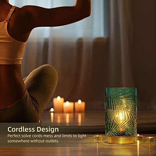 Battery Operated Table Lamp, Cordless Lamps for Home Décor, Nightlight with LED Bulb with Timer for Living Room Bedroom Tabletop Entryway Centerpiece Gift(S Green) - color: Green, size: Small