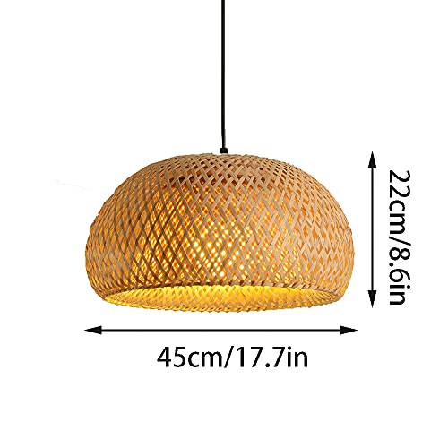 Bamboo Art Pendant Light Woven Oval LampShade Modern Hanging Natural Wicker Pendant Lamp Lighting Asian Style Restaurant Pendant Light Fixtures for Kitchen Island,Cafe,Teahouse,Bar - size: 45cm*22cm