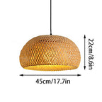 Bamboo Art Pendant Light Woven Oval LampShade Modern Hanging Natural Wicker Pendant Lamp Lighting Asian Style Restaurant Pendant Light Fixtures for Kitchen Island,Cafe,Teahouse,Bar - size: 45cm*22cm