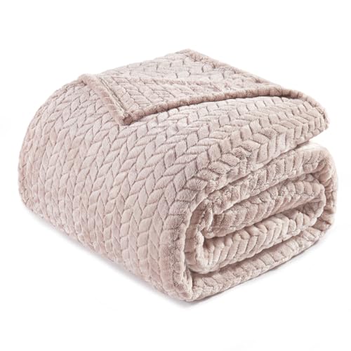 Exclusivo Mezcla Fleece Twin Size Blanket for Bed, 90x66 Inches Soft Cozy Jacquard Flannel Blankets, Lightweight Fuzzy Plush for Women, Camel - color: Camel, size: Twin ( 90x66 IN )