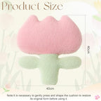 Pink Easter Tulip Pillows Flowers Throw Pillows 15.75 Inch Tulip Plush Floor Cushions Farmhouse Style Cotton Tufted Pillowcases for Sofa Couch Bed Chair Room Decoration