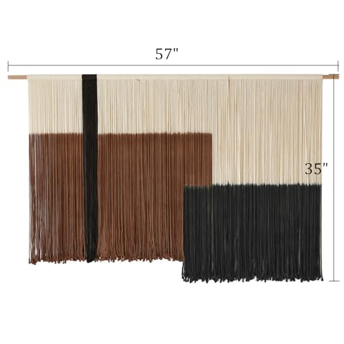Macrame Wall Hanging Large Dip Dye Tapestry Fiber Wall Art Boho Bedroom Décor 57''W*35''L - color: Brown