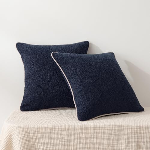Amazon Basics Boucle Throw Pillow Covers for Couch, Living Room, Home Decor with Hidden Zipper, Blue, 22×22in, Pack of 2 - color: Blue, size: 22" x 22" (Pack of 2)