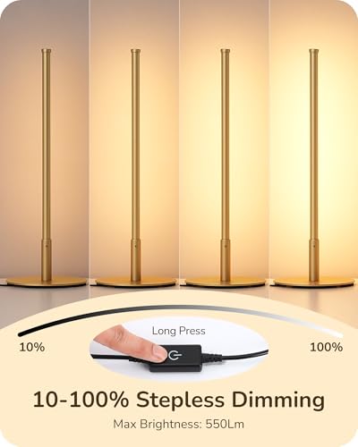 EDISHINE LED Table Lamp, Stepless Dimmable Bedside Lamp with 3 Color Temperature, Modern Nightstand Lamp, Upgraded Desk Lamps for Bedroom, Living Room, Corner, Gift, Metal Finish, Gold, 6W - color: Gold