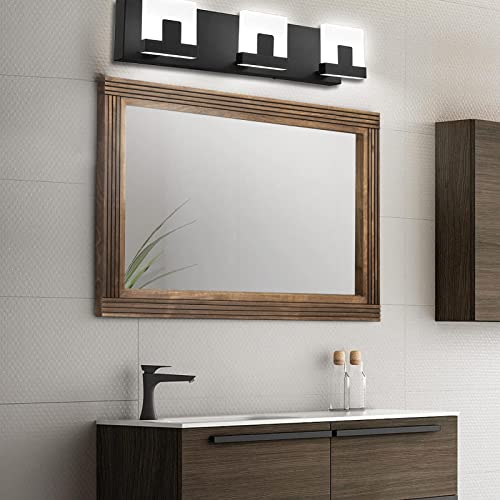 YOSHOOT Hand-Made Wooden Spliced Wall Mirror for Bathroom, Rustic Farmhouse Vanity Mirror, Décor Wall Art, Solid Wood Frame, Vertical or Horizontal Hanging - color: Spliced Brown, size: 40"L x 26"W