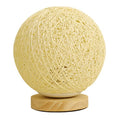 Garosa Rattan Ball Lamp, Dimmable LED Table Lamp with USB Charger, Stylish Wicker Night Light for Bedroom Living Room Wood Base 3W