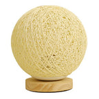 Garosa Rattan Ball Lamp, Dimmable LED Table Lamp with USB Charger, Stylish Wicker Night Light for Bedroom Living Room Wood Base 3W