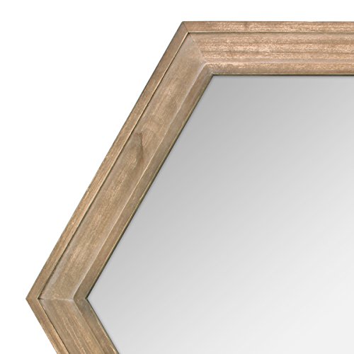 Stonebriar Decorative 24" Hexagon Hanging Wall Mirror with Natural Wood Frame and Attached Hanging Bracket, Rustic Farmhouse Decor for the Living Room, Bathroom, Bedroom, and Entryway Brown - color: Brown