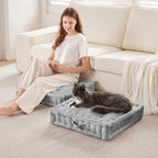 Intelligent Design Floor Pillow - Shredded Foam Filled Meditation & Yoga Cushion, Chenille Tufted, Handsewn Scalloped Edge, Oeko-TEX Certified, Azza, 24" x 24" x 5" Grey - color: Grey, size: 24"W x 24"L x 5"H