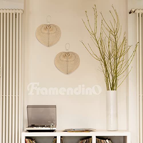 Framendino, 2 Pack Natural Bamboo Hand Riffia Fans Handmade Weaving for Summer Home Wedding Wall Decor - size: 15"L x 12"W (2 Pack)