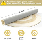 Carvapet 2 ft Round Washable Rug, Imitation Jute Low Pile Circle Carpet with Non Slip Rubber Backing, Foldable Stain Resistant Area Rug for Living Room Bedroom Office Bathroom - color: Sand, size: 2' (Round)