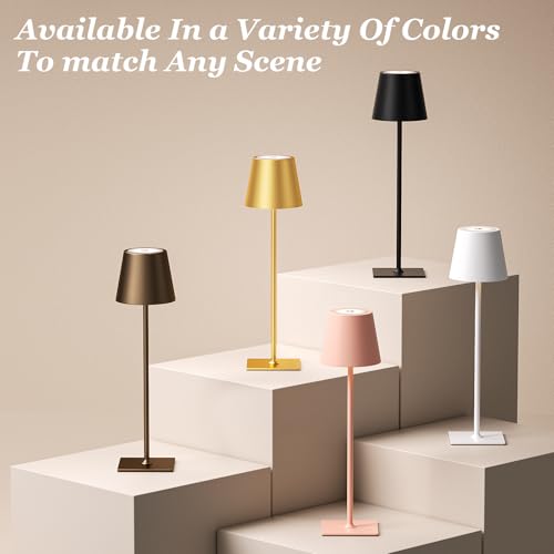 Kakanuo Cordless Rechargeable Table Lamp Black 5000mAh Battery Operated Lamps, 3 Colors Stepless Dimming Touch Lamp for Living Room, Kitchen Counter, Dining, Outdoor Patio, 2 Pack - color: Black 1, size: 2 Pack 14in - Up and Down Light