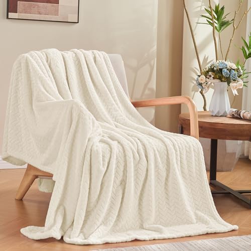 inhand Fleece Twin Blanket for Bed Cream White Throw Blanket for Couch Super Soft Cozy Warm Blankets and Throws Lightweight Fuzzy Large Blanket for Sofa Bed Office,50x60 inches - color: Cream White, size: Twin/Twin XL-60x90 IN