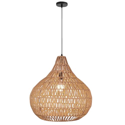 Pendant Light Fixtures Black Boho Chandelier 15.7-inch Rattan Shade Dome Light Fixtures Mid Century Farmhouse Pendant Lamps for Dining Room Kitchen Island Over Table, 1-Light - color: Black Rattan, 15.7", 1-Light