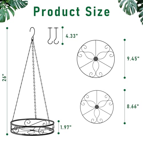 2-Pack Hanging Planters for Indoor Plants - Heavy Duty Metal Plant Hanger Indoor with 3 Chains and Hooks – Aesthetic Hanging Plant Holder for an Instant Gardening Decor - size: 2-Pack