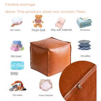 Faux Leather Unstuffed Pouf Ottoman, Square Pouffe Footstool Storage Stool, Pouf Sleeve Without Stuffing, Foot rest Suitable for living Room,Bedroom or Balcony（Size：17"D x 17"W x 15"H)No Filler