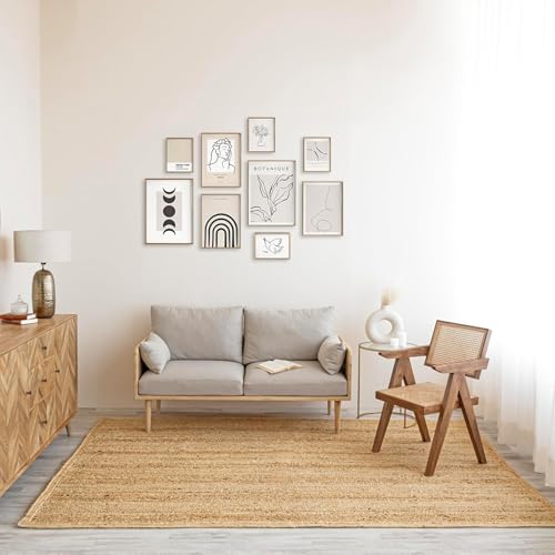 HOMEMONDE Handcrafted Woven Rectangle Jute Area Rug 4'x6' - Rustic Vintage Braided Reversible Farmhouse Indoor Floor Rug - Eco Friendly for Kitchen/Hallway/Living Room/Bedroom (Natural) - size: 4' x 6' (Rectangular)