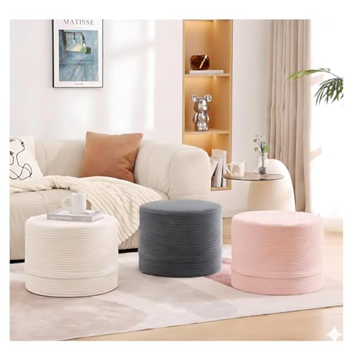LITA Round Stuffed Pouf Ottoman, Velvet Poufs with High-Density Foam Filling and Washable Cover, Furry and Fluffy Bean Bag Foot Stools Ottoman for Living Room, Bedroom, Office, Grey - color: Velvet Grey