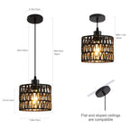 Woven Pendant Light Boho Chandelier, Rattan Pendant Lights Kitchen Island, Farmhouse Pendant Lighting with Hand Woven Wicker Shade, Boho Chandelier Light Fixtures Ceiling Hanging Light - color: 2 Pack Black