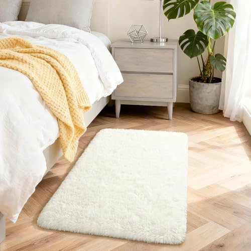 Merelax Soft Modern Indoor Shaggy Area Rug for Bedroom Livingroom Dorm Kids Room Home Decorative, Non-Slip Plush Fluffy Furry Fur Rugs Comfy Nursery Accent Floor Carpet 2x3 Feet, Ivory - color: Ivory, size: 2' x 3' (Rectangular)