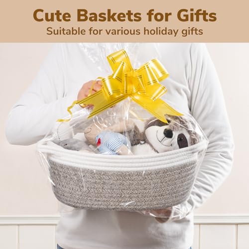 Goodpick Small Woven Baskets for Organizing, Dog Toy Basket, Storage Baskets with Handles, Gift Cute Basket for Decor 12"X 8" X 5" Mixed Brown - color: Brown, size: 12x8x5 Inch (Pack of 1)