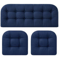 Barydat 3 Pack Wicker Furniture Cushions Waterproof Outdoor/Indoor Tufted Wicker Chair Cushions 1 Loveseat and 2 U-Shape Rattan Chairs for Patio Furniture, Rattan Love Seat, Bench(Navy Blue) - color: Navy Blue