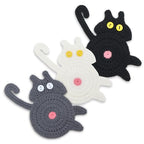 Cat Coasters, 3PCS Cat Gift for Cat Lovers, Gift for Her, Funny Gifts, Coasters for Drinks (White, Black, Grey) - color: Cat Coasters a