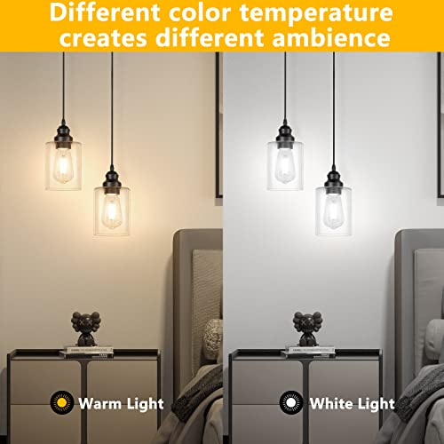 Licperron 3 Pack Hanging Pendant Lighting Fixtures, Adjustable Black Hanging Ceiling Lamp with Clear Glass Shade, Modern Pendant Light for Kitchen Island, Dining Room, Bedroom, Hallway - size: 3-Pack