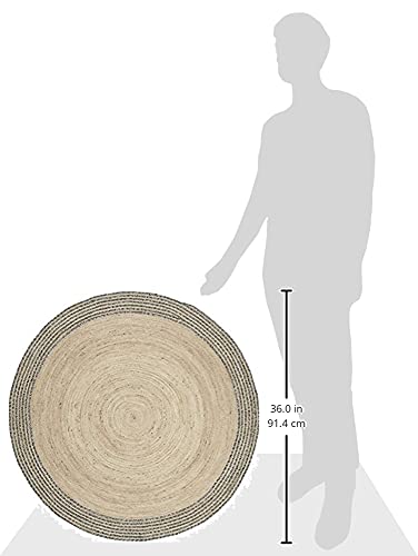 SAFAVIEH Cape Cod Collection Area Rug - 3' Round, Ivory & Steel Grey, Handmade Braided Jute, Ideal for High Traffic Areas in Living Room, Bedroom (CAP204C) - color: Ivory/Steel Grey, size: 3' (Round)