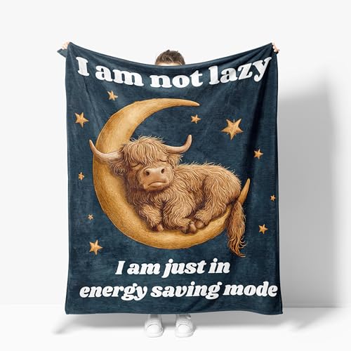 Highland Cow Throw Blanket Sleeping Cows Warm Decor Soft Flannel Blanket Highland Cow Gifts for Kids Boys Girls Men Women 30" X 40" - color: Funny Highland Cow, size: 30"X40"