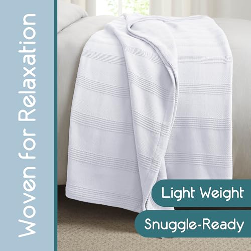 Vellux 100% Cotton Blanket, Queen, 90x90, White | Soft, Breathable Knit, Lightweight, All Season, Machine Washable, Oeko-Tex Certified, Hotel Quality - color: White, size: Queen