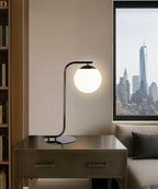 HarvestLand Midnight Sphere 20” Bedside Lamp – Globe Table Lamp & Modern Table Lamps for Living Room, Nightstand Lamp, Side Table Lamp for Bedroom & Office, Marble Base Glass Shade - style: Midnight Sphere 20” Globe