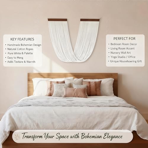 Large Macrame Wall Hanging Macrame Wall Decor Tapestry For Headboard Bedroom Livingroom Boho Fiber Home Art (White-E) - color: White-E