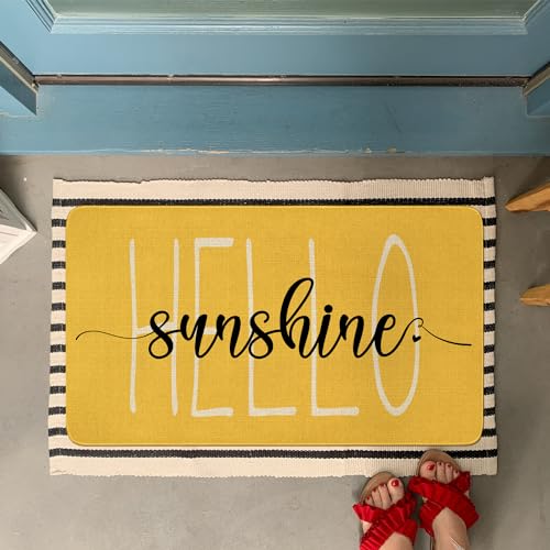 Spring Summer Door Mat,Yellow Hello Sunshine Indoor Outdoor Non-Slip Doormat,Entryway Front Porch Farmhouse Spring Welcome Door Mat for Entrance Decor,30" x 17" - color: 2026 Spring Summer 6