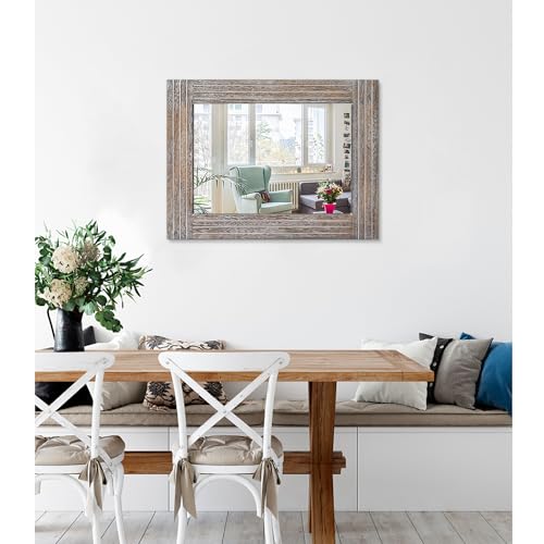 Mirrors for Wall Rustic Wooden Frame Rectangle Mirror Vintage Hanging Mirror for Bedroom Bathroom Living Room Farmhouse Wall Decor Large 20" x 16 " - color: Walnut, size: 20"L x 16"W