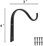 Mkono 4 Pack Iron Wall Hooks for Hanging Plant Lanterns, Plant Hanger Fence Metal Bracket for Bird Feeders, Wind Chimes, Mason Jar Sconces, Light Outdoor Indoor Rustic Home Decor, 3 Inch