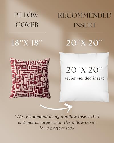 Woven Jacquard Throw Pillow Cover, Pack of 1 Geometric Pattern Textured Decorative Cushion Covers for Sofas, Couches, Fade Resistant Pillow for Sofa & Couch, Gilda, Burgundy, 18x18 Inch - color: Burgundy