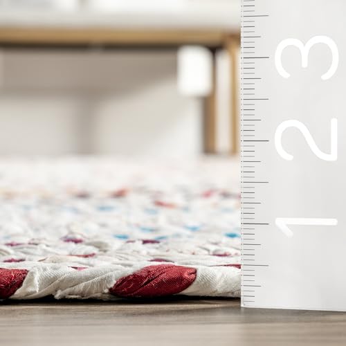 Nuloom Tammara Ivory/Multicolor, 3' x 5' Oval, Hand Braided, Bohemian, Cotton, Soft and Cozy, High Traffic, Stain Resistant, Easy Clean, Durable Runner for Bedroom, Living Room, Dining, Den
