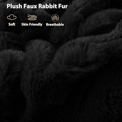 LIFEREVO Fluffy Faux Rabbit Fur Body Pillow Cover, Luxury Bubble Waffle Shaggy Plush Bed Body Pillowcase with Zipper Closure, Long 20"x54" Fuzzy Furry Pillow Case for Adults Kids Girls Teens, Black - color: Black