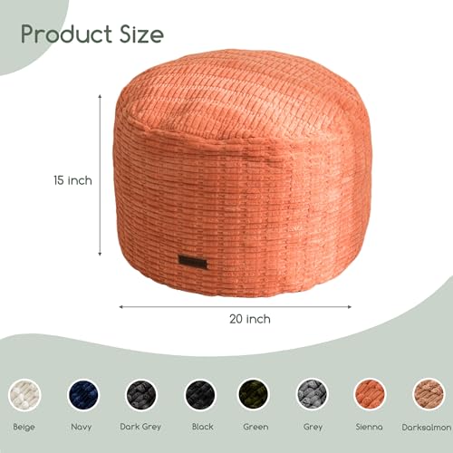 HIGOGOGO Pouf Ottoman Stuffed Round Modern Foam Filled Foot Rest Poufs for Living Room Chair Decorative 20 X 15 Inches Boho Relax Stool for Wedding Christmas Party, Coral Orange - color: Coral Orange, size: 20"D x 20"W x 15"H