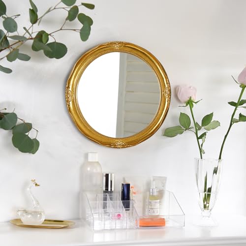 Funerom Vintage Decorative Wall Mirror Hanging Mirror Round (Gold, 12.2 inch) - color: Gold 12.2 Inch