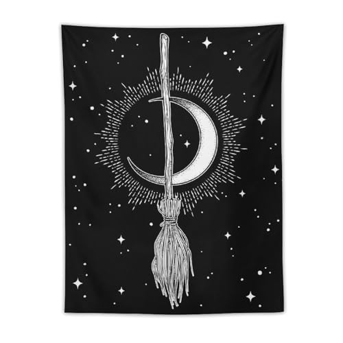 DDCBNS Moon Tapestry,Witchy Starry Night Tapestry Bohemian Style Black and White Tapestry Wall Hanging Home Décor for Girls Bedroom Living Room Dorm Wall Décor W30 x 40" H - color: Bohemian Style_01, size: 40"L x 30"W